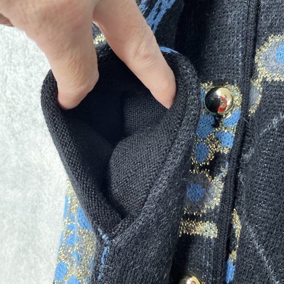 Vintage Cervelle Women's L Cardigan Black Wool Blend H1105 - Picture 7 of 7